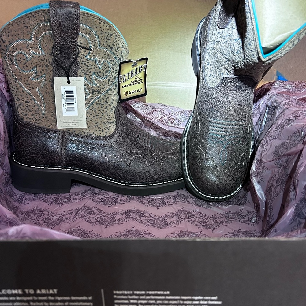 Ariat Dark Brown Western Boots with Aqua Blue Accents